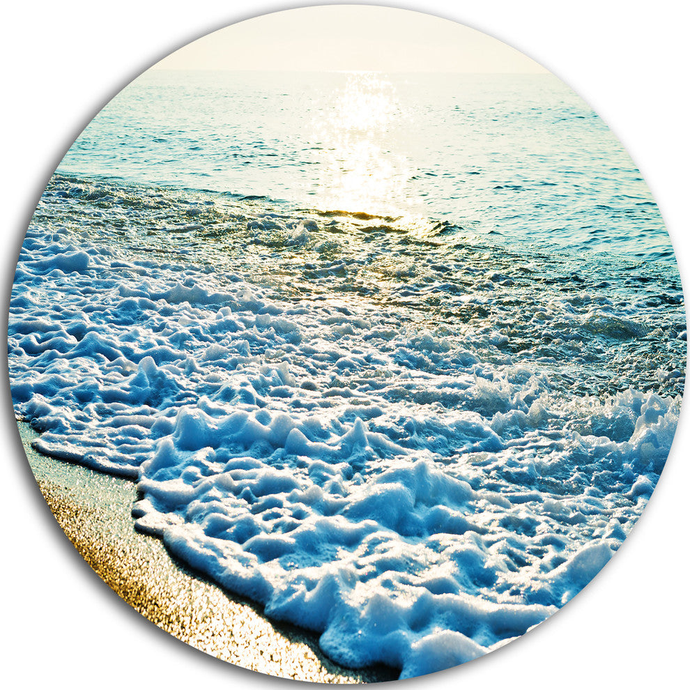Bright Blue Tranquil Seashore, Beach Disc Metal Wall Art, 11"