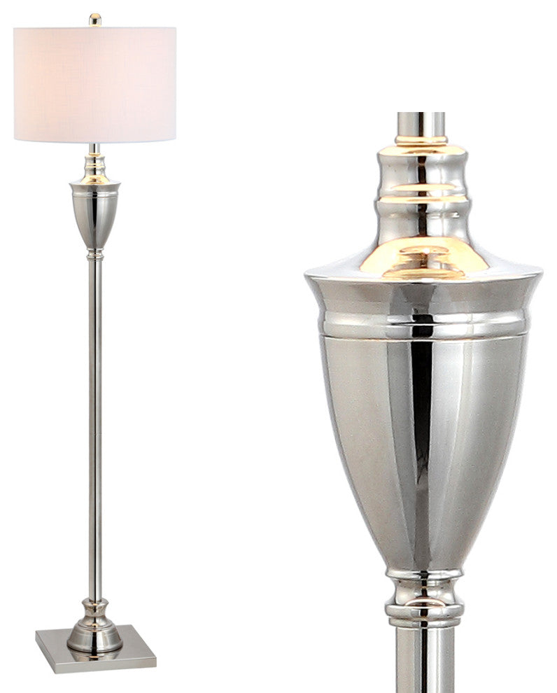 Othello Metal LED Floor Lamp, Polished Nickel, 62"