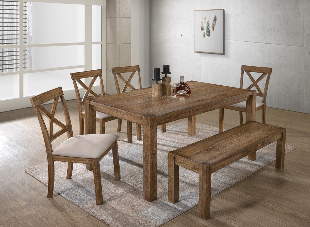 Janet Traditional Driftwood Dining Collection, 6 Piece Dining Set