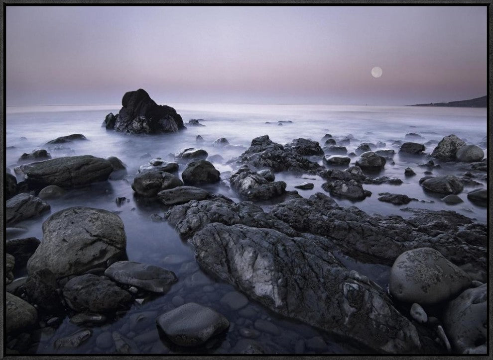 Full Moon Over Boulders At El Pescador State Beach, Malibu, California, 32"x24"