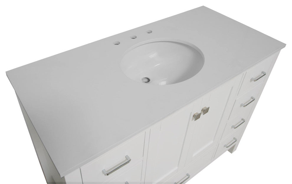 Kitchen Bath Collection Horizon 48" Bathroom Vanity, White, Engineered White