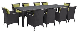 Modway Convene 11 Piece Outdoor Patio Dining Set, Espresso Peridot