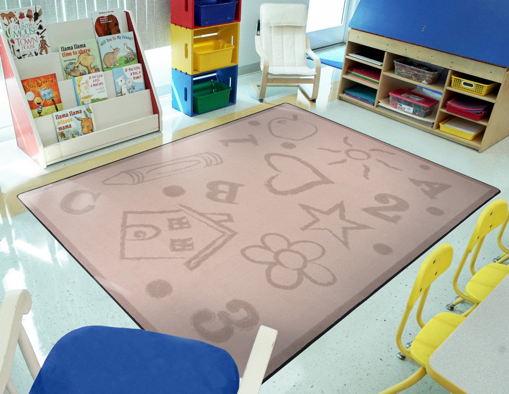 Playful Patterns Rug, Kid's Art, Beige, 5'4"x7'8"