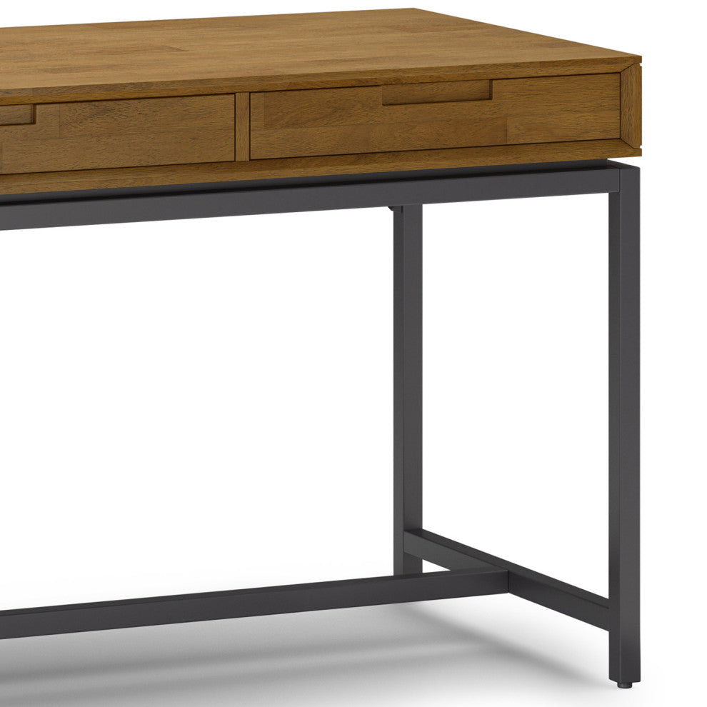 Banting Solid Hardwood Mid Century Wide Desk, Medium Saddle Brown
