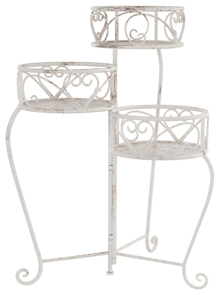 Pure Garden 3-Tier Indoor Outdoor Plant Stand, Antique White