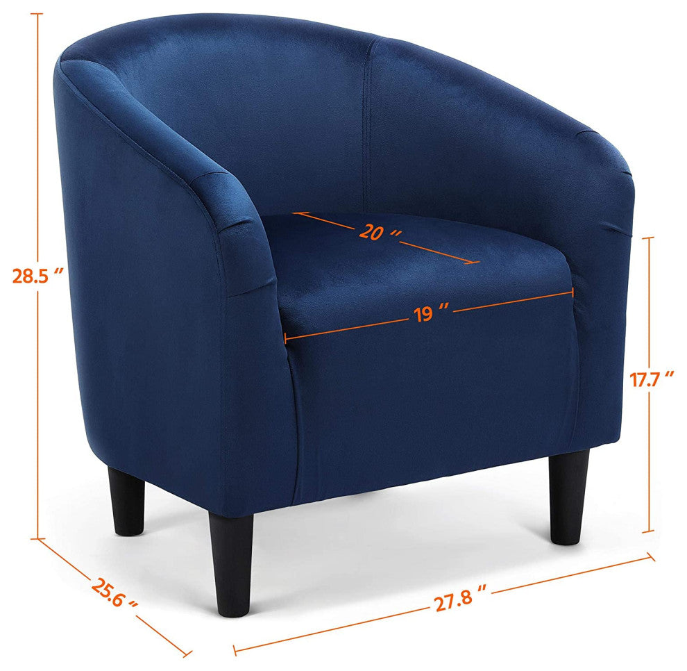 Modern Velvet Club Chair Accent Arm Chair Comfy Single Sofa