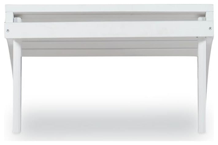 Hawthorne Collections Transitional Wood Outdoor Ottoman in White