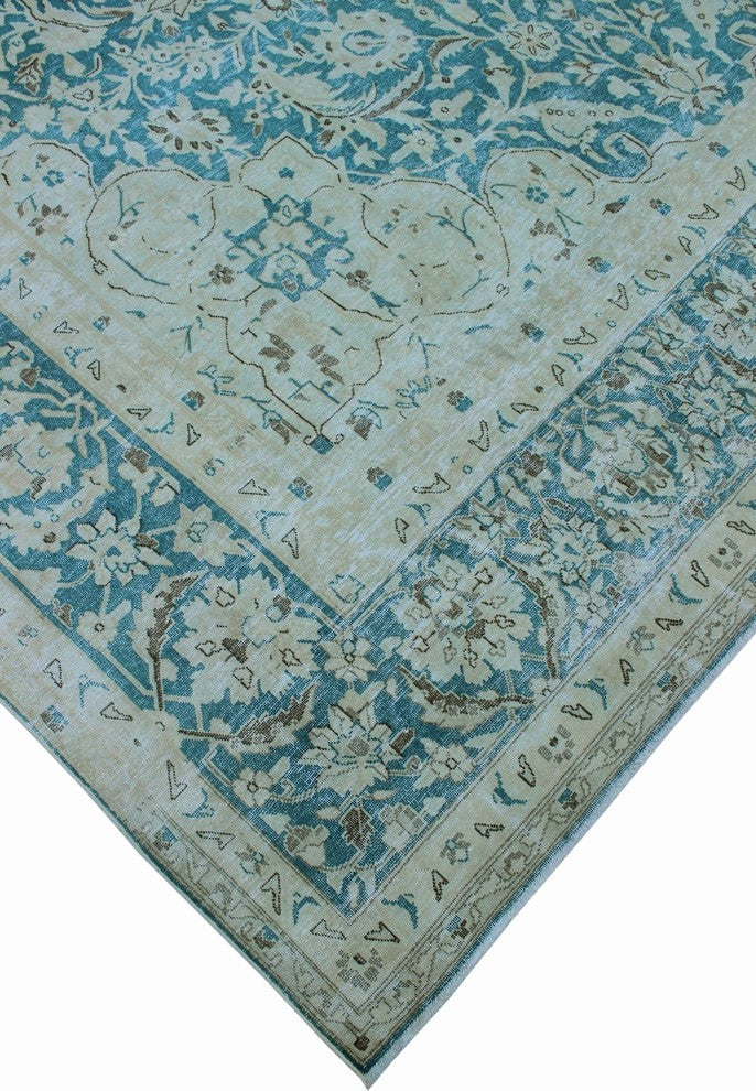 Fine Vintage Distressed Chelsea Blue and Beige Rug, 9''9x13''2