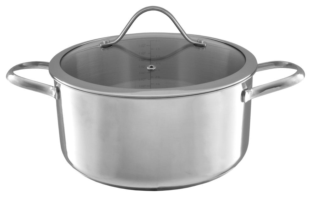 6-Quart Stainless-Steel Stock Pot Large Capacity Cookware With Lid, 6 Quart
