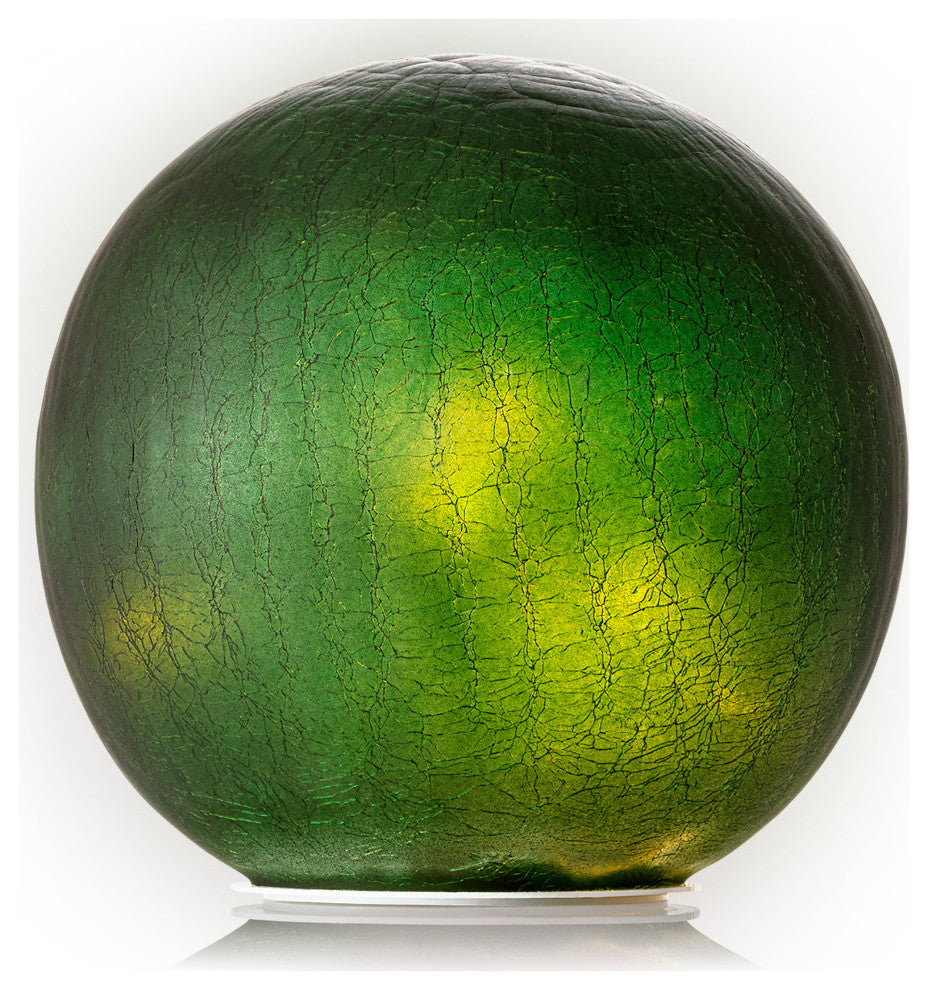 Green Textured Glass Gazing Globe with LED Lights