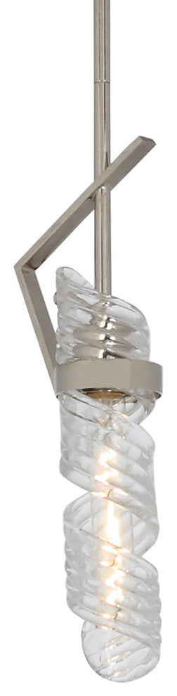 Maxim 39553 Milano 1 Light 6"W Mini Pendant - Polished Nickel / Clear Glass