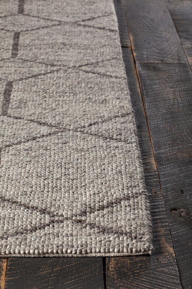 Slone Handwoven Contemporary Rug, Silver, Rectangular 9''x13''