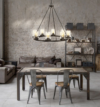 Coronet 3-Light Iron Glass LED Chandelier, Black, Width: 33.5"