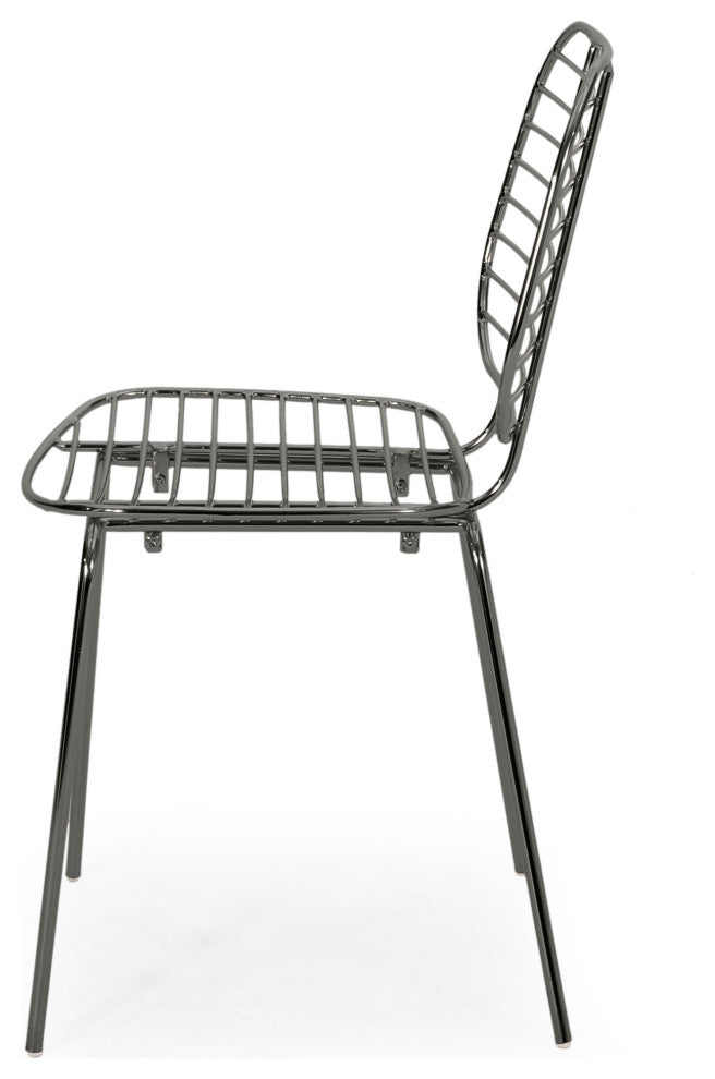 Alice Modern Glam Iron Dining Chair, Gunmetal