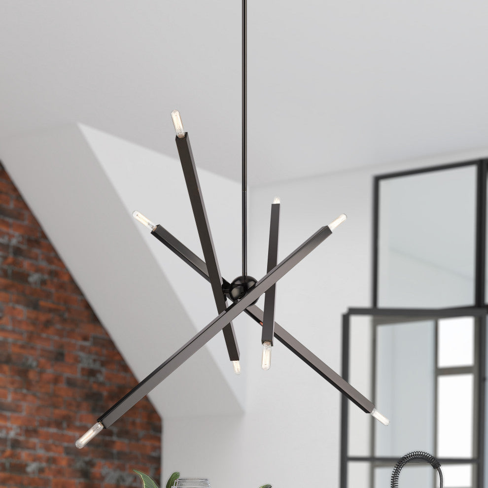 Livex Lighting Monaco 8-Light Black Chrome Large Linear Chandelier