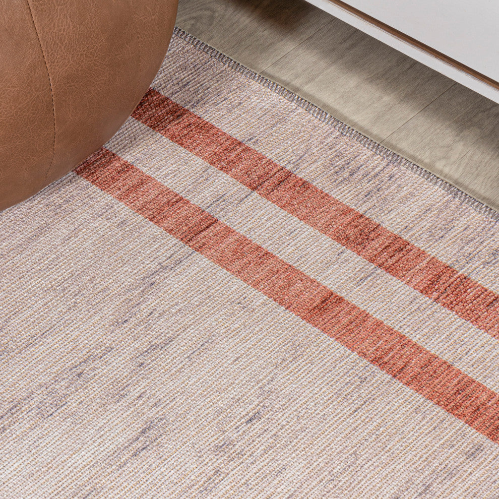 Raita Modern Distressed Stripe Machine-Washable Area Rug, 8x10