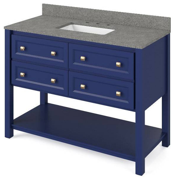 Adler Transitional 48" Hale Blue Vanity, Steel Grey Cultured Marble Vanity Top