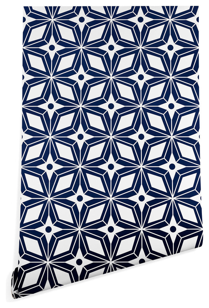 Deny Designs Heather Dutton Starbust Navy Wallpaper, Blue, 2'x4'