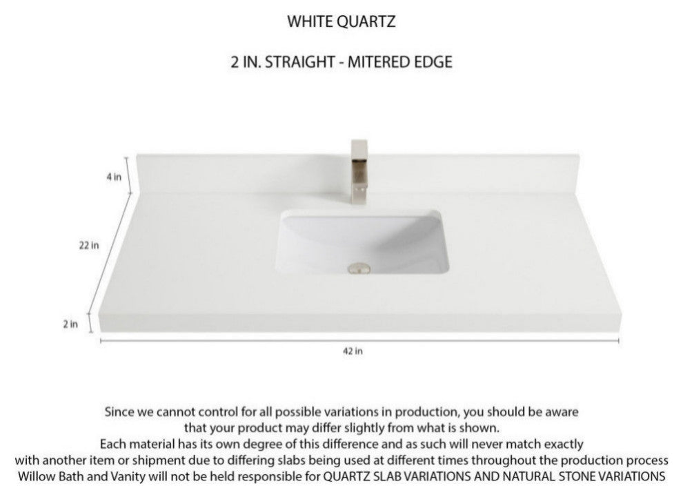 Sonoma Teak 42 Single Sink Bath Vanity in Dark Natural with 2" White Quartz