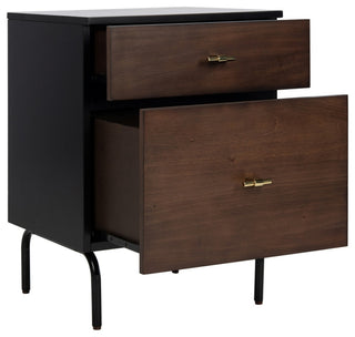 Safavieh Genevieve 2 Drawer Nightstand, Walnut/Black