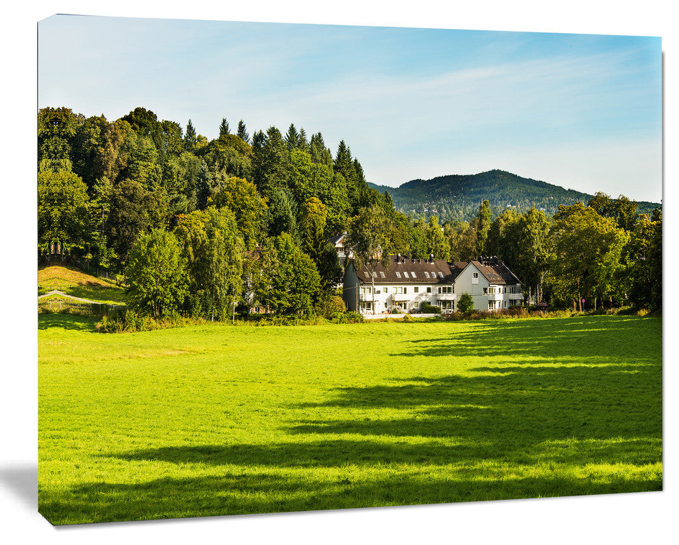Alone Farmhouse in Meadow, Landscape Canvas Art Print, 40"x30"