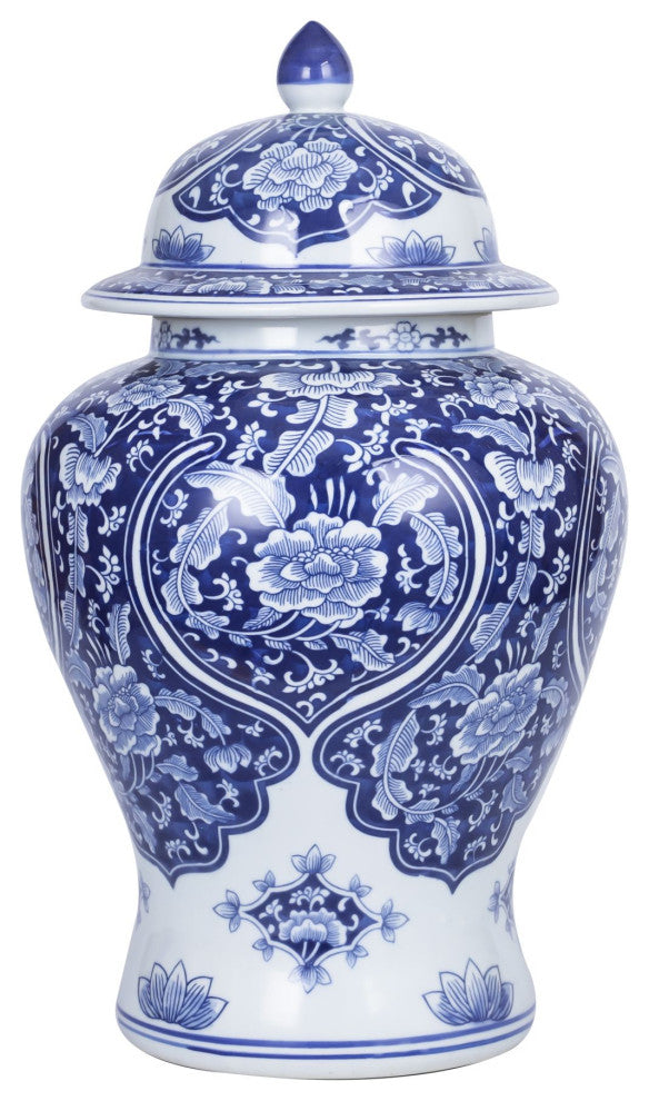 Blue Peony Temple Jar Large