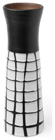 24" Black and White Modern Grid Ceramic Vase
