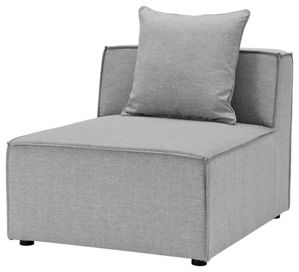 Lounge Sectional Sofa Set, Fabric, Gray, Modern, Outdoor Patio Cafe Bistro