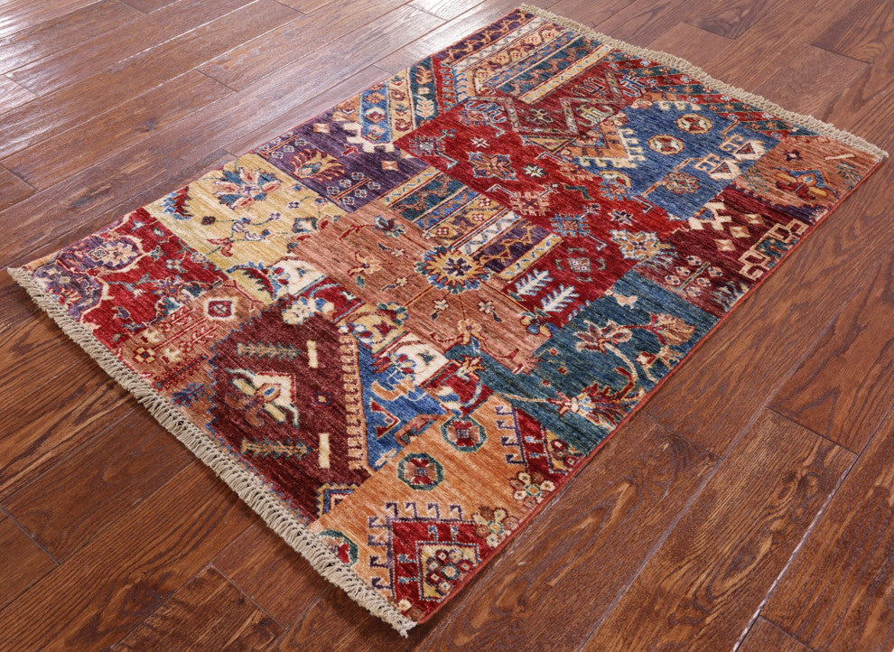 2' 9" X 3' 11" Super Kazak Hand Knotted Wool Rug Q7484