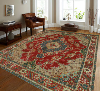 Fine Vintage Distressed Aibala Red/Ivory Rug, 9'9x12'11
