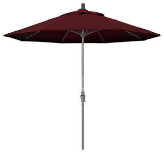 9' Grey Collar Tilt Lift Fiberglass Rib Aluminum Umbrella, Pacifica, Burgundy