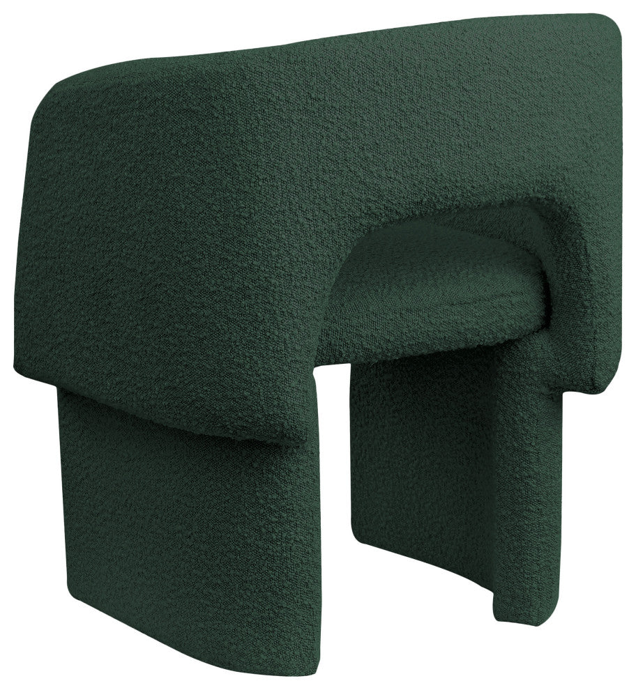 Emmet Boucle Fabric Dining Chair / Accent Chair, Green, Boucle Fabric
