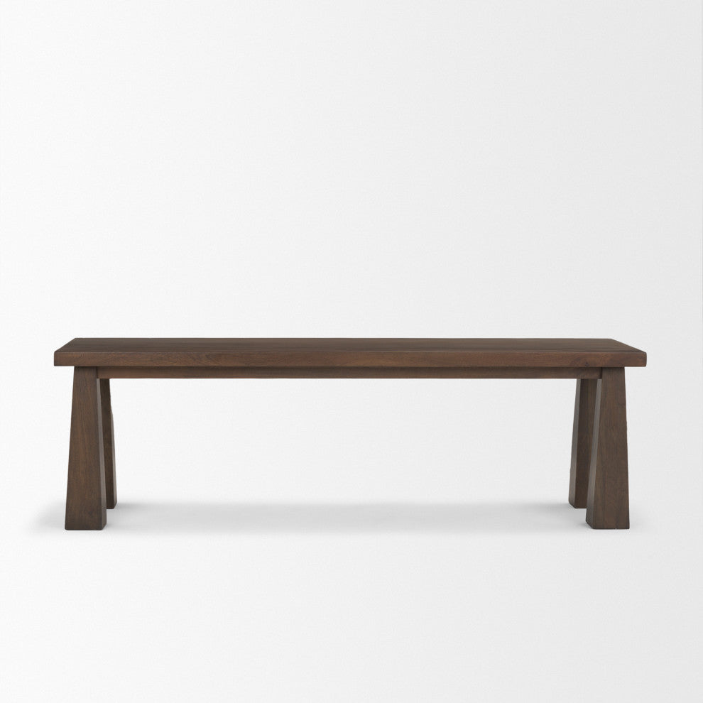 Wolcott Rectangular Dark Brown Solid Wood Bench