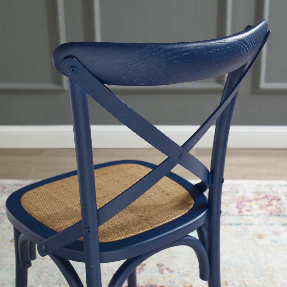 Side Dining Chair, Set of 2, Wood, Dark Blue, Modern, Cafe Bistro Restaurant