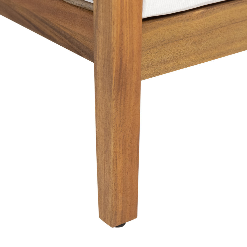 Alden Outdoor Acacia Wood Club Chairs With Cushions, Set of 2, Teak + Beige