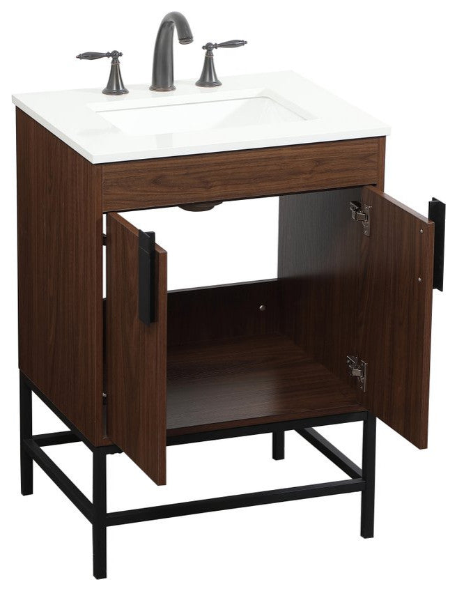 Home Living 19" Modern Walnut-Light Bathroom Vanity