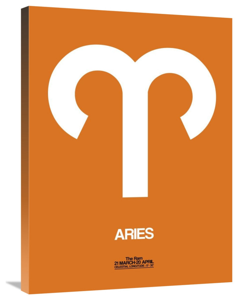 "Aries Zodiac Sign White on Orange" Fine Art Print