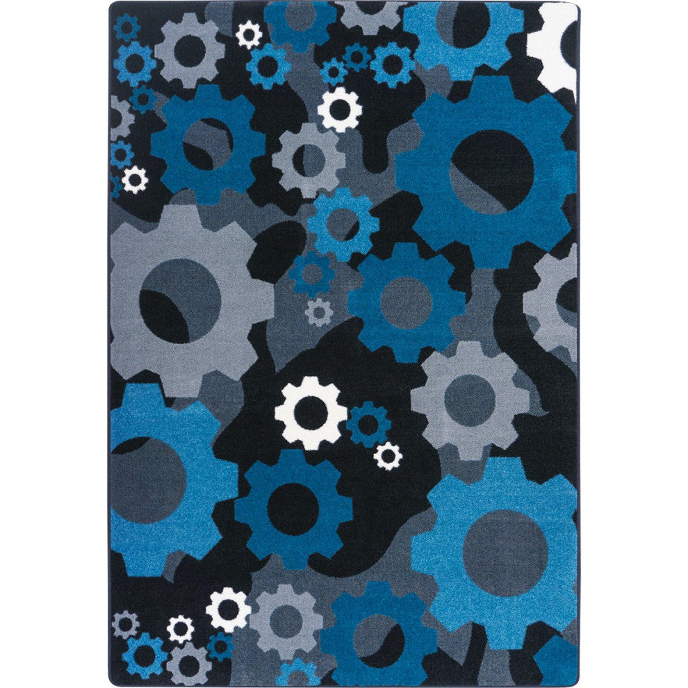 Shifting Gears 7'8" X 10'9" Area Rug, Color Sapphire