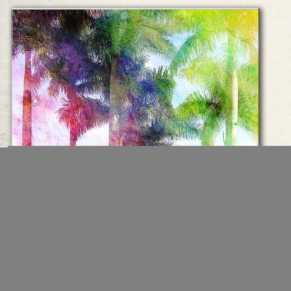 "Green Retro Palm Trees" Canvas Print