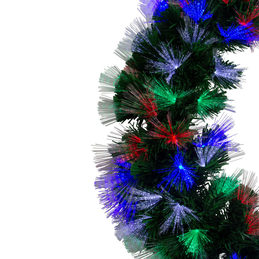 24" Multi-function Color Changing Fiber Optic Artificial Pine Christmas Wreath