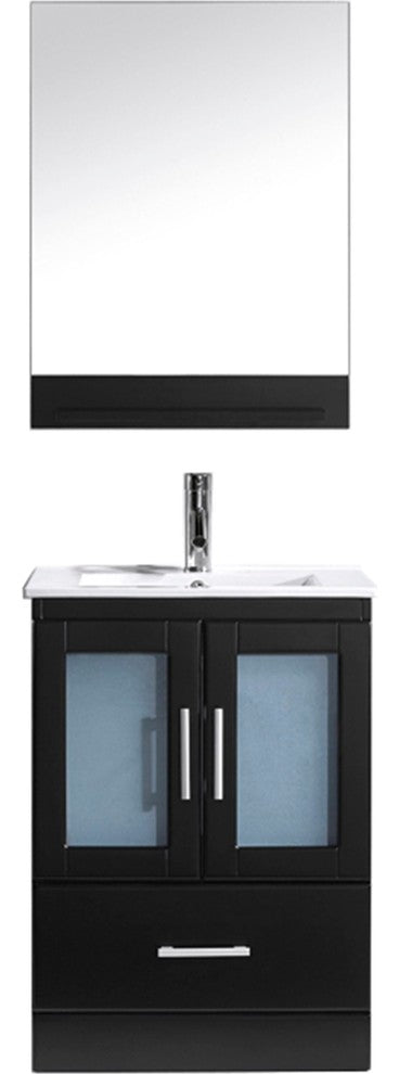 Zola 24" Single Bathroom Vanity Set, Espresso, White Ceramic Countertop