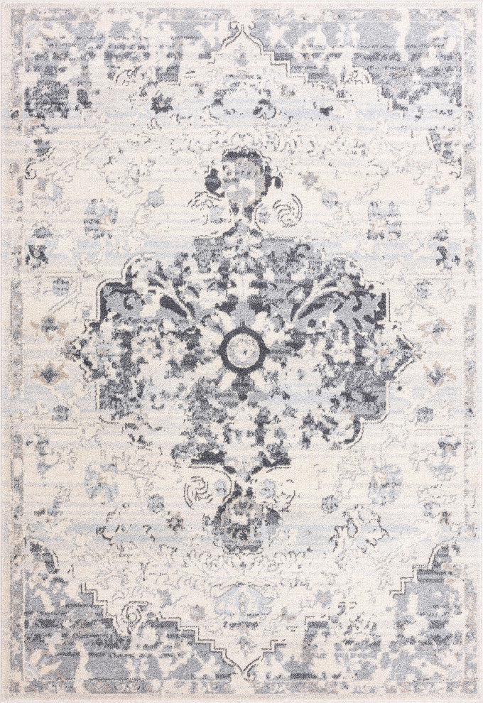 Abani Quartz QRZ190A Grey Vintage Medallion Area rug