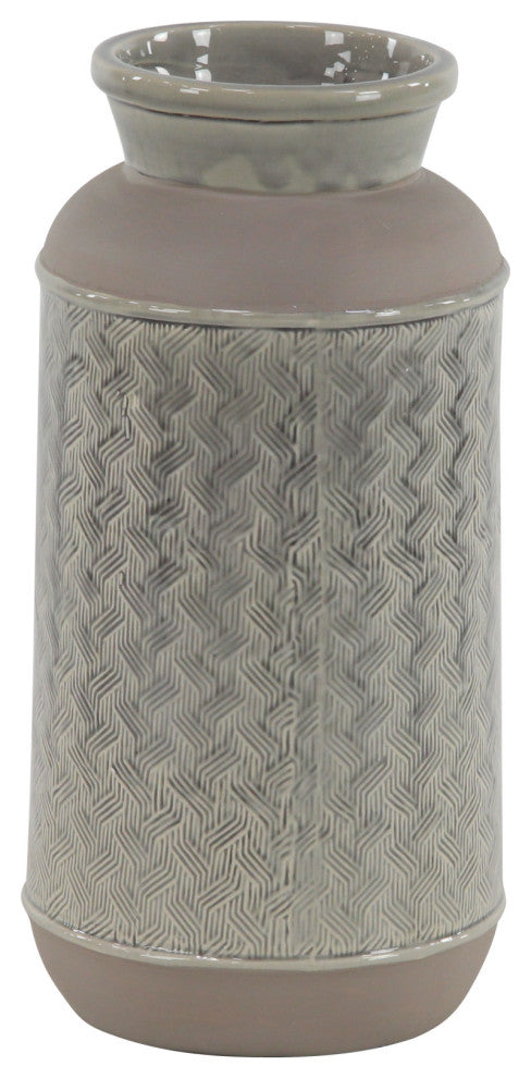 Modern 15"x7" Brown Stoneware Vase