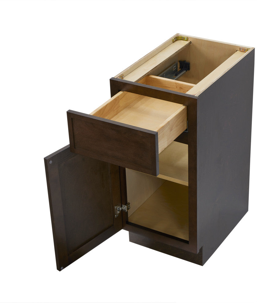 Vanity Art Birch Plywood Single Base Storage Cabinet, Brown, 15"