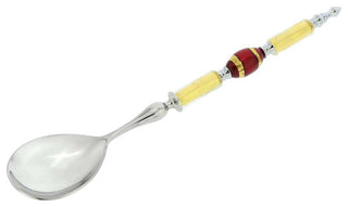GlassOfVenice Italian Murano Glass Salad Spoon - Gold Red Stripes