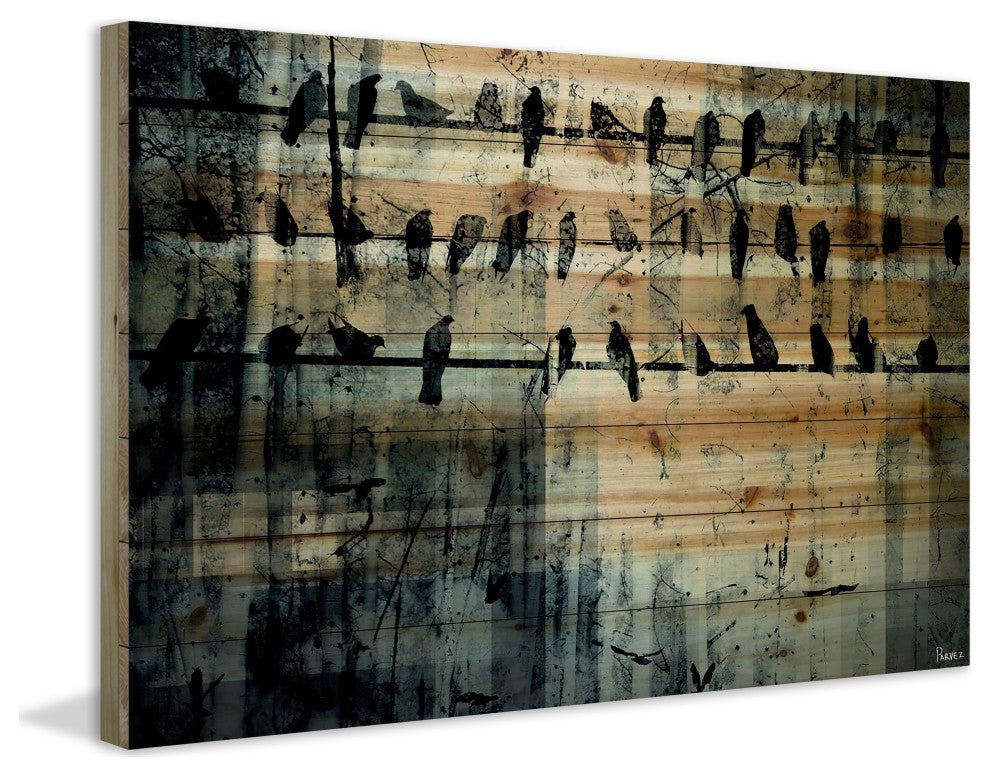 "On the Line" UV Ink Print on Natural Pine Wood, 60"x40"