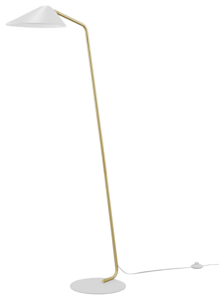 Floor Lamp Light, White, Metal, Modern, Mid Century Cafe Bistro Hospitality
