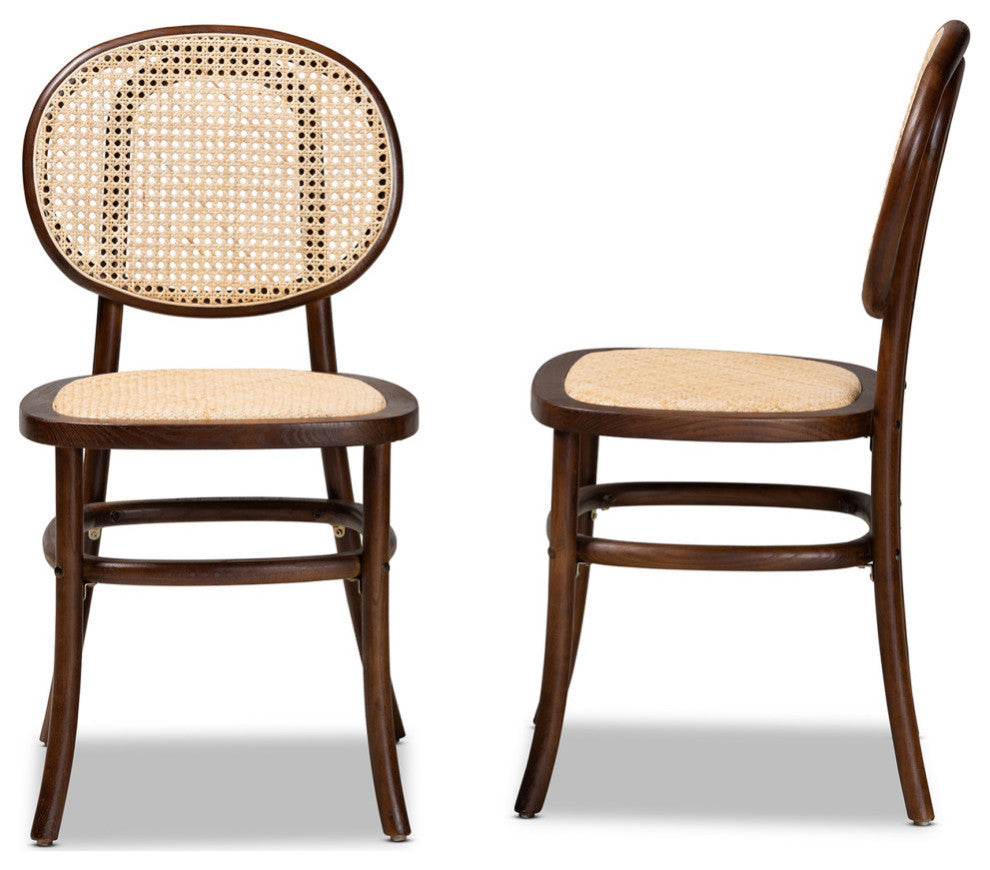 Marcella Mid-Century 2-Piece Dining Chairs, Walnut Brown