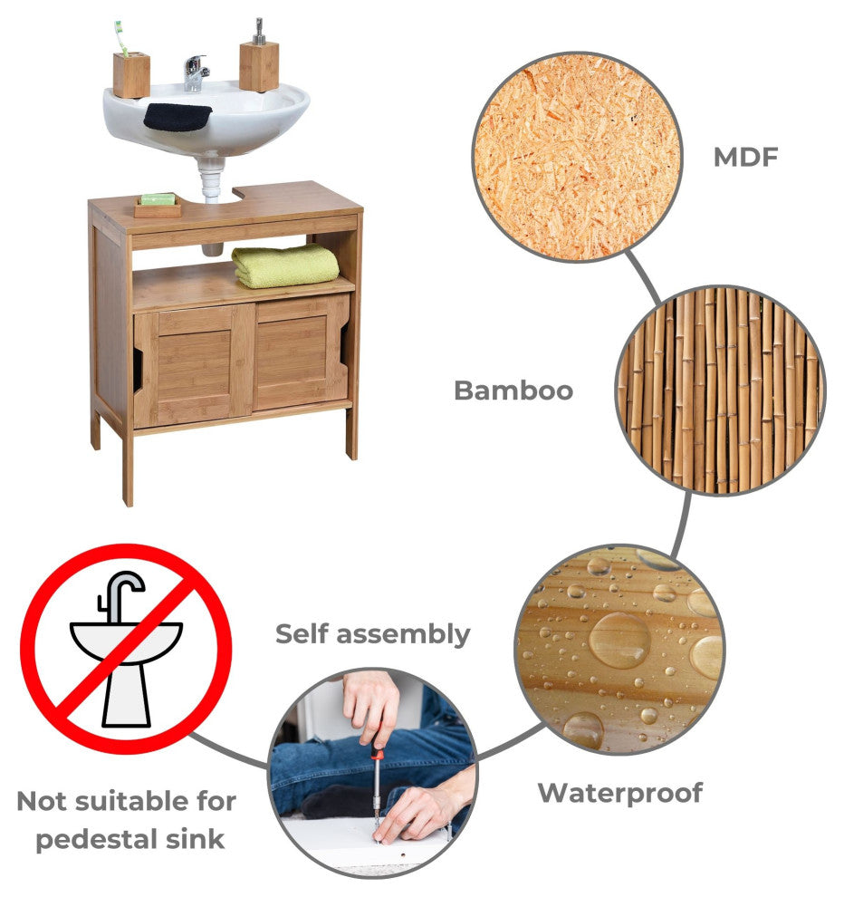 Under-Sink Cabinet, Bathroom Vanity for Small Spaces, U-Shaped Cut-Out, Mahe