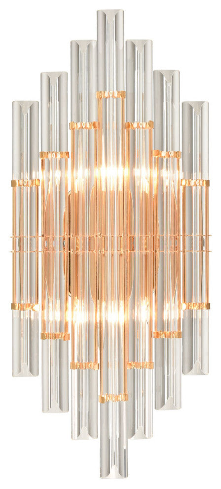 Mid-Century Wall Sconce Lighting Modern Crystal Rod Vanity Light, Brass